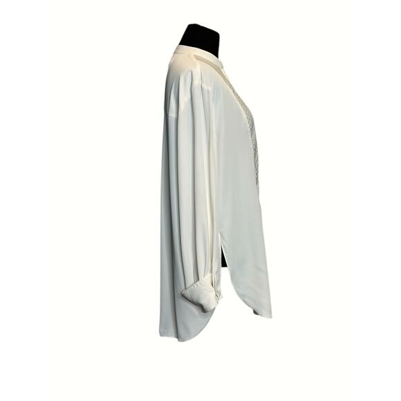 H&M white long sleeves hidden button tunic blouse size Small - Picture 11 of 16